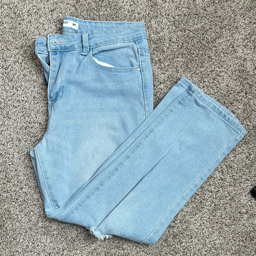 Blue Straight Leg Jeans Classic Denim